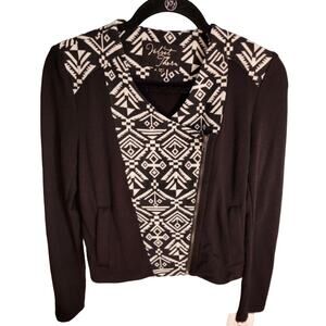 Velvet Thorn‎ Southwestern Tribal Aztec Women's Black White Jacket Size Medium